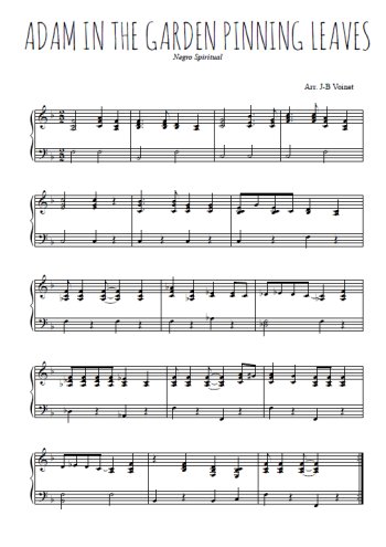 Téléchargez l'arrangement pour piano de la partition de Adam in the Garden Pinning Leaves en PDF